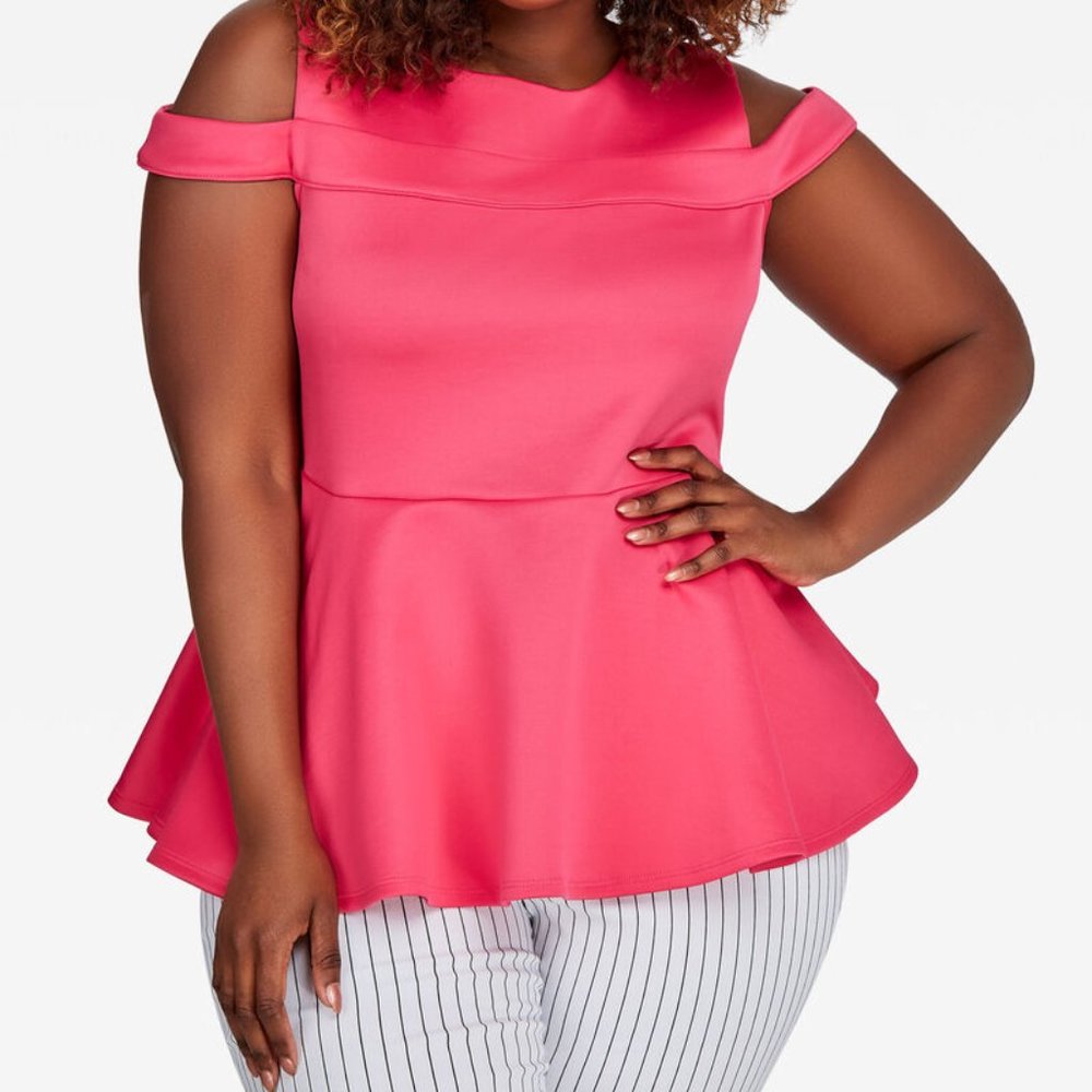 COLD SHOULDER STRAP PEPLUM TOP